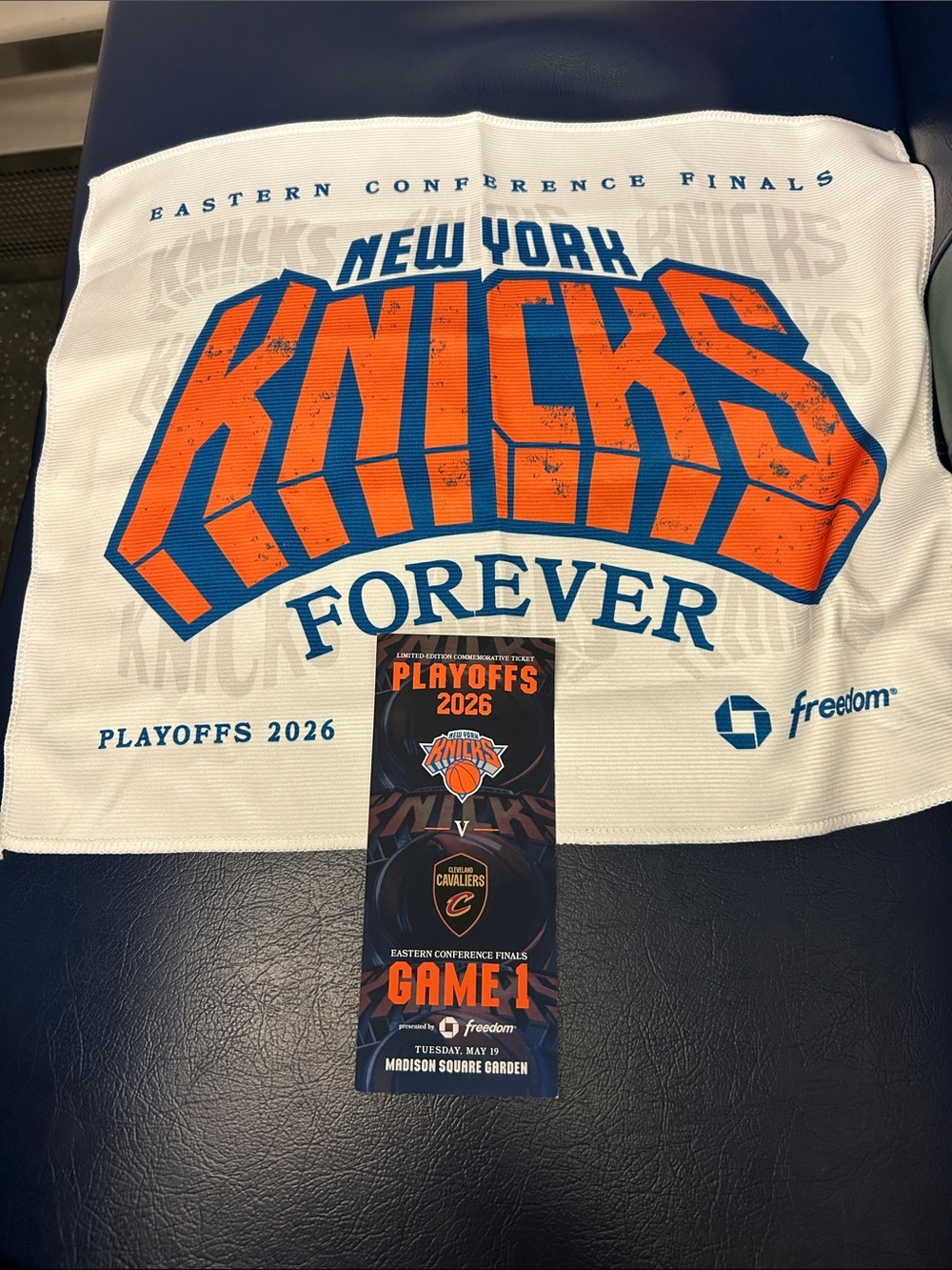 Playoffs MAY 2026 Game 1 Commemorative Ticket & Towel - Knicks vs Cavaliers